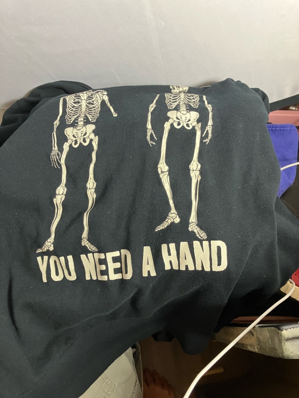 MAD Engine Black Crewneck Sweatshirt with Cream Skeleton Graphic - Picture 10 of 10